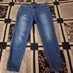 APT 9 Premium Destressed Deconstructed Blue Ankle Jeans Size 8